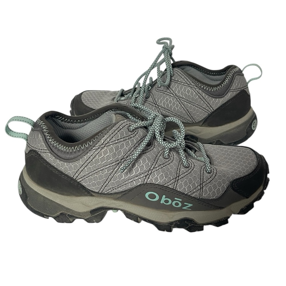 Oboz Pika Low Trail Hiking Shoes Women's Size 7 Gray Mint Sneakers Trekking